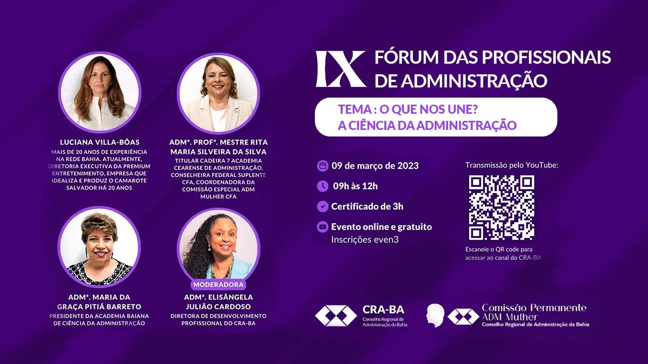 You are currently viewing CRA-BA realiza IX Fórum das Profissionais de Administração